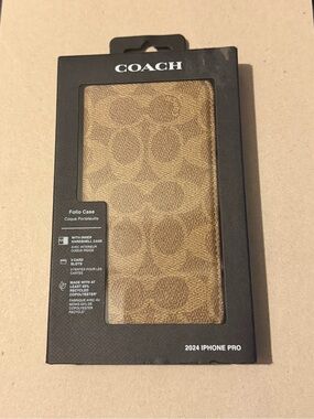 coach signature print iphone pro case